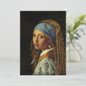 Mädchen mit Perlenohrparodie Feiertagskarte (Stehend Vorderseite)