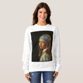 Mädchen mit Perlenohrparodie Sweatshirt (Vorne ganz)