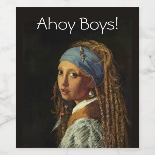 Mädchen mit Perlenohrparody Weinetikett (Einzelnes Label)