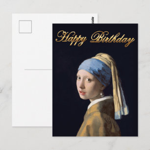 Mädchen mit Perlenohrring 1665 Happy Birthday Postkarte