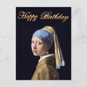 Mädchen mit Perlenohrring 1665 Happy Birthday Postkarte