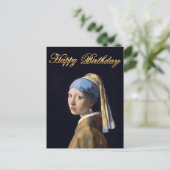 Mädchen mit Perlenohrring 1665 Happy Birthday Postkarte (Stehend Vorderseite)