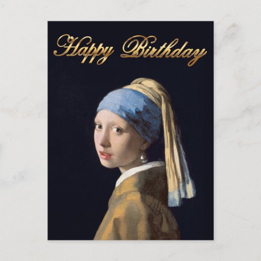 Mädchen mit Perlenohrring 1665 Happy Birthday Postkarte (Vorderseite)