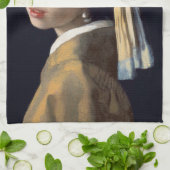 Mädchen mit Perlenohrring 1665 Johannes Vermeer Geschirrtuch (Gefaltet)