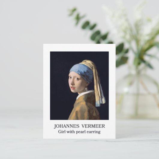 Mädchen mit Perlenohrring 1665 Johannes Vermeer Postkarte (Stehend Vorderseite)