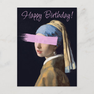 Mädchen mit Perlenohrring Alles Gute zum Geburtsta Postkarte