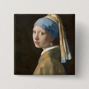 Mädchen mit Perlenohrring Button