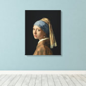 Mädchen mit Perlenohrring, c.1665-6 (Öl auf Leinwa Leinwanddruck (Insitu (Holzboden))