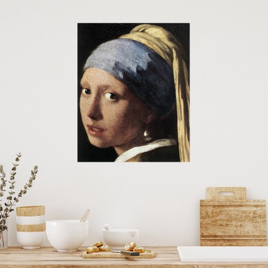 Mädchen mit Perlenohrring (Detail) Poster (Küche)