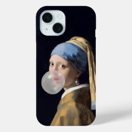 Mädchen mit Perlenohrring, die ein Kaugummi blasen Case-Mate iPhone Hülle