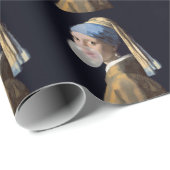 Mädchen mit Perlenohrring, die ein Kaugummi blasen Geschenkpapier (Rolleneckpunkt)