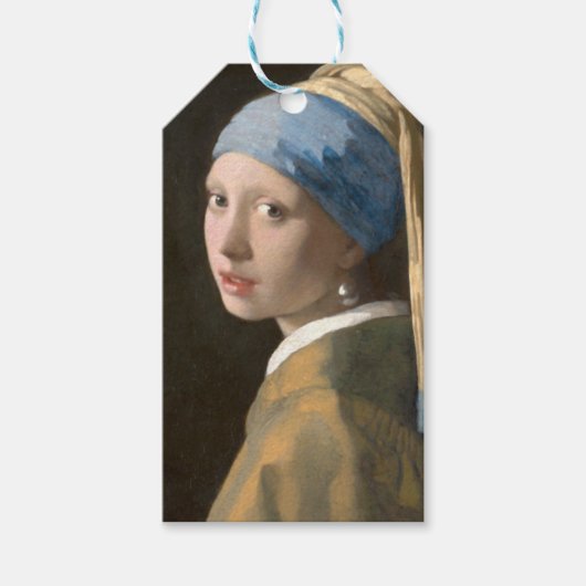 Mädchen mit Perlenohrring Geschenkanhänger (Vorderseite)