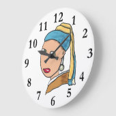 Mädchen mit Perlenohrring Große Wanduhr (Winkel)