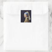 Mädchen mit Perlenohrring - Johannes Vermeer Quadratischer Aufkleber (Tasche)
