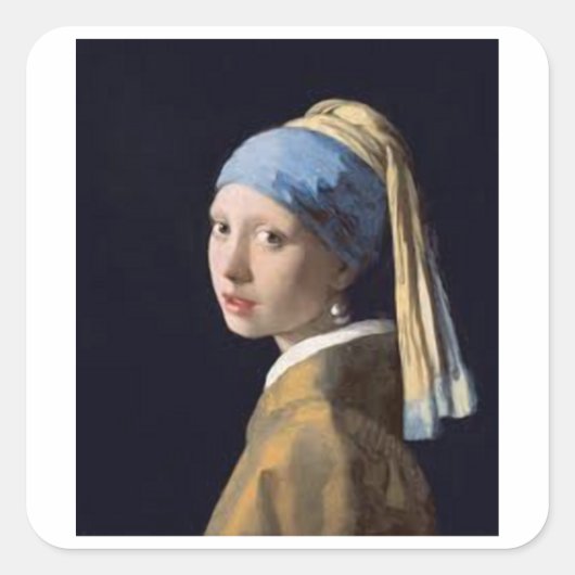 Mädchen mit Perlenohrring - Johannes Vermeer Quadratischer Aufkleber (Vorderseite)