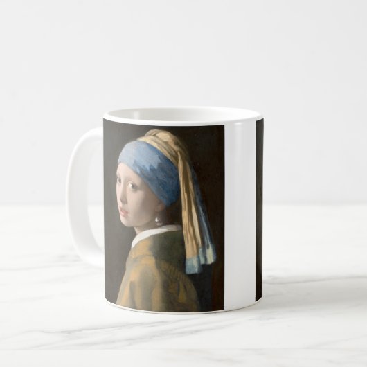 Mädchen mit Perlenohrring Kaffeetasse (Vorderseite Links)