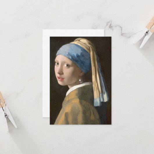 Mädchen mit Perlenohrring Karte (Vorderseite/Rückseite Beispiel)