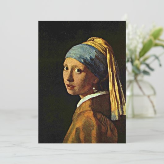 Mädchen mit Perlenohrring Karte (Stehend Vorderseite)