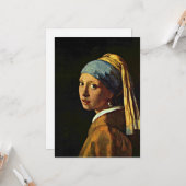 Mädchen mit Perlenohrring Karte (Vorderseite/Rückseite Beispiel)