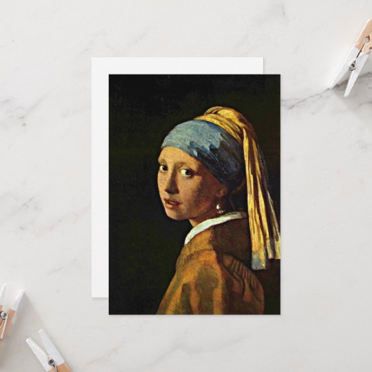 Mädchen mit Perlenohrring Karte (Vorderseite/Rückseite Beispiel)