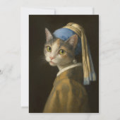 Mädchen mit Perlenohrring Katze Einladung (Rückseite)