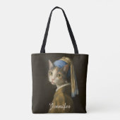 Mädchen mit Perlenohrring Katze Tasche (Rückseite)