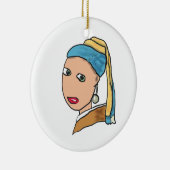 Mädchen mit Perlenohrring Keramik Ornament (Rechts)