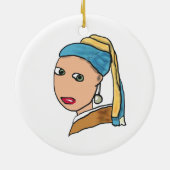Mädchen mit Perlenohrring Keramik Ornament (Hinten)