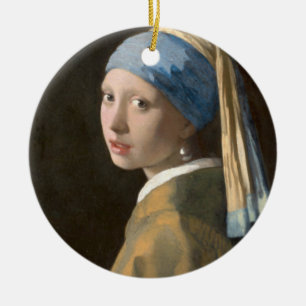 Mädchen mit Perlenohrring Keramik Ornament