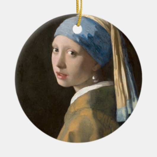 Mädchen mit Perlenohrring Keramik Ornament (Vorne)