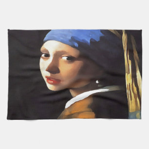 Mädchen mit Perlenohrring nach Johannes Vermeer Geschirrtuch