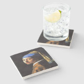 Mädchen mit Perlenohrring nach Johannes Vermeer Steinuntersetzer (Seitenansicht)