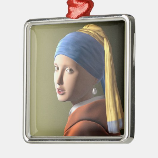 Mädchen mit Perlenohrring Ornament Aus Metall (Links)