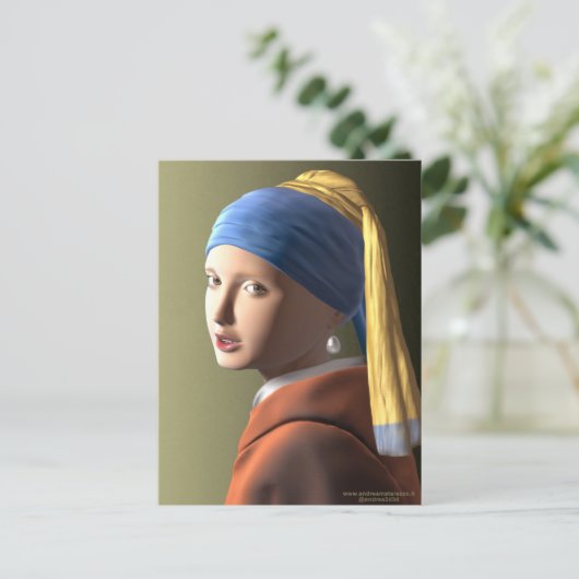 Mädchen mit Perlenohrring Postkarte (Stehend Vorderseite)