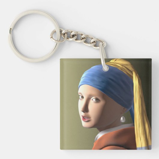Mädchen mit Perlenohrring Schlüsselanhänger (Vorderseite)