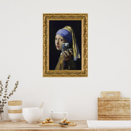 Mädchen mit Perlenohrring - Selbstaufnahme Poster (Küche)