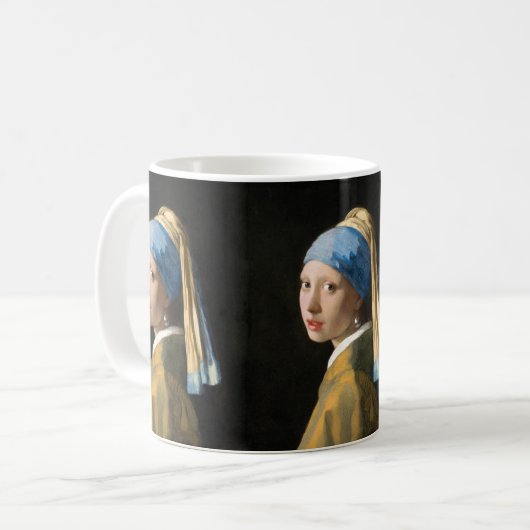 Mädchen mit Perlenohrring von Johannes Vermeer Kaffeetasse (Vorderseite Links)