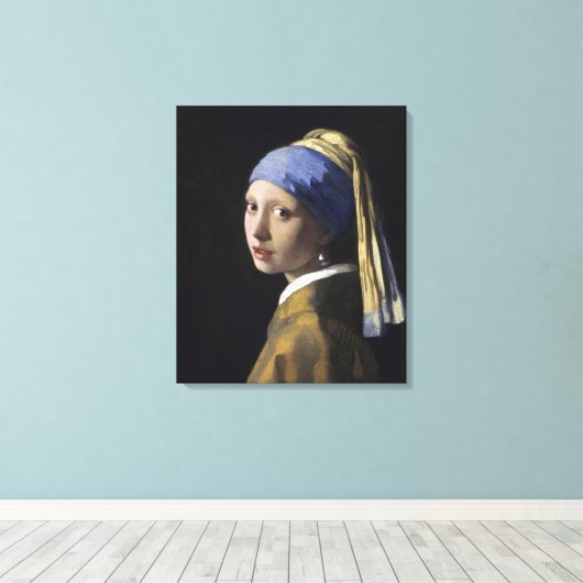 Mädchen mit Perlenohrring von Johannes Vermeer Leinwanddruck (Insitu (Holzboden))