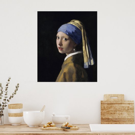 Mädchen mit Perlenohrring von Johannes Vermeer Poster (Küche)