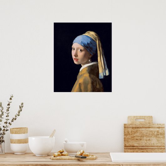 Mädchen mit Perlenohrring von Johannes Vermeer Poster (Küche)