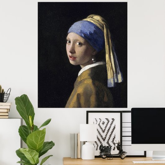 Mädchen mit Perlenohrring von Johannes Vermeer Poster (Heimbüro)