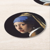 Mädchen mit Perlenohrring von Johannes Vermeer Runder Pappuntersetzer (Angewinkelt)