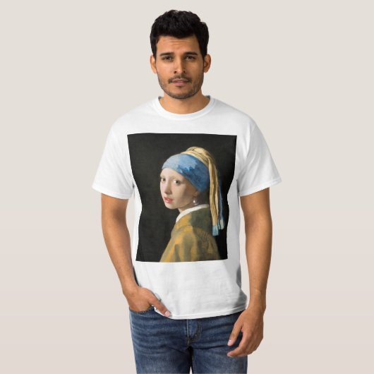 Mädchen mit Perlenohrring von Johannes Vermeer T-Shirt (Vorne ganz)