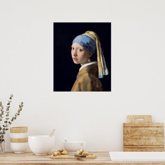 Mädchen mit Perlenohrring von Vermeer - Poster (Küche)