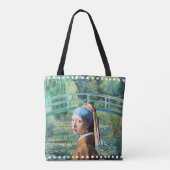 Mädchen mit Perlenohrring, Wasserlily-Teich Tasche (Rückseite)