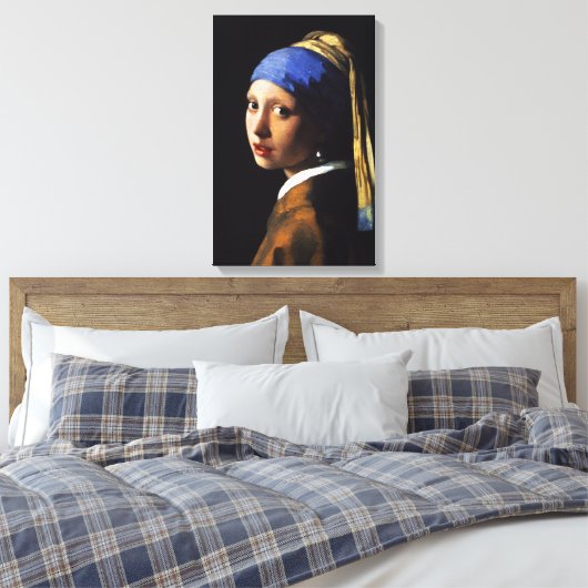 Mädchen mit Perlenohrwrap-Leinwand Leinwanddruck (Insitu (Schlafzimmer))