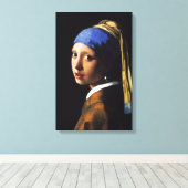 Mädchen mit Perlenohrwrap-Leinwand Leinwanddruck (Insitu (Holzboden))