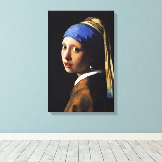 Mädchen mit Perlenohrwrap-Leinwand Leinwanddruck (Insitu (Holzboden))