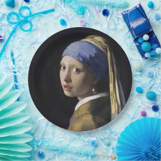 Mädchen mit Perlenverdienst von Johannes Vermeer Pappteller (Party)