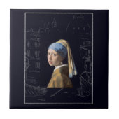 Mädchen mit Perlring Vermeer Art Fliese (Vorderseite)